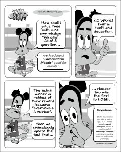 Just Ask A Sista comic strip about participation medals by AnimatorWorks