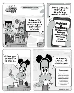 Just Ask A Sista comic strip on being single by AnimatorWorks