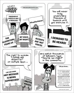 Just Ask A Sista comic strip on speech rights by AnimatorWorks