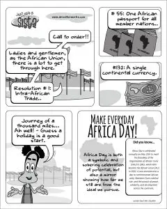 Just Ask A Sista comic strip on thinking Africa day by AnimatorWorks