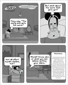 Just Ask A Sista comic strip on birds and worms by AnimatorWorks