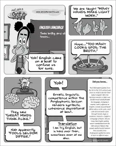 Just Ask A Sista comic strip about the Queen's language -English by AnimatorWorks