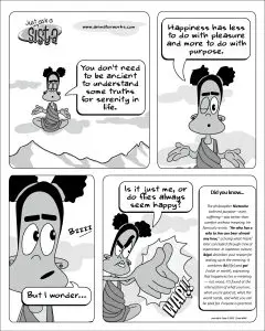 Just Ask A Sista comic strip about happiness, purpose and flies by AnimatorWorks